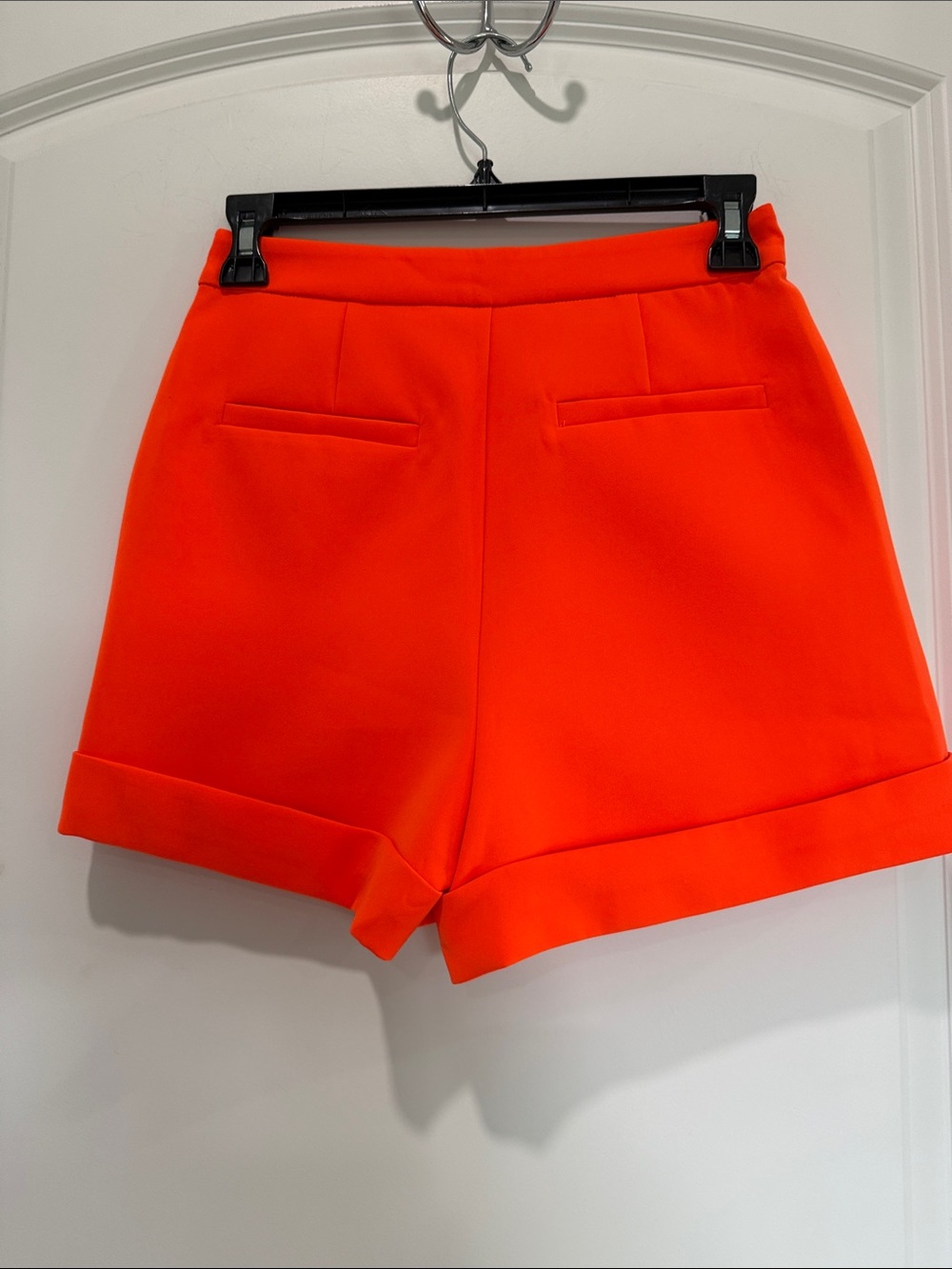 Endless Rose Neon Orange High-Rise Cuffed Shorts - Picture 3 of 4